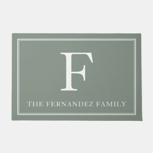 セージグエレガントリーンイニシャルファミリー名 ドアマット (正面)