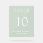 セージグエレガントリーンウェディングレセプションテーブル番号 アクリルサイン (正面)