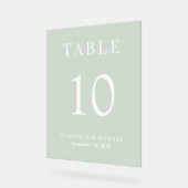 セージグエレガントリーンウェディングレセプションテーブル番号 アクリルサイン (傾斜)