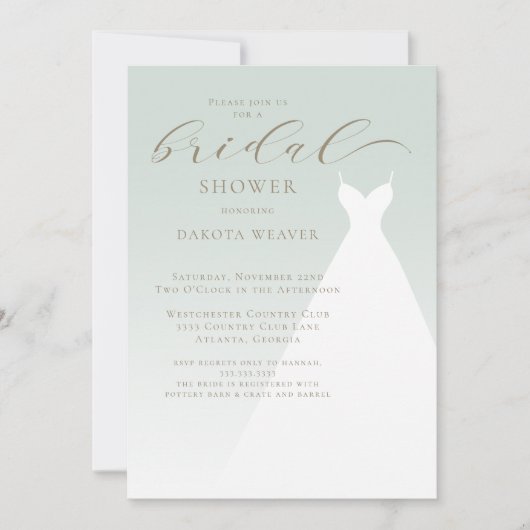 セージグエレガントリーンシンプルブライダルシャワー 招待状 (正面)