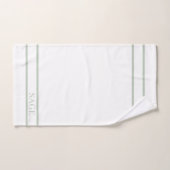 セージグエレガントリーンストライプオンホワイト バスタオルセット (ハンドタオル)