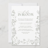 セージグエレガントリーンビクトリアンフローラベビーイン開花 招待状 (正面)