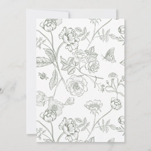 セージグエレガントリーンビクトリアンフローラベビーイン開花 招待状 (裏面)