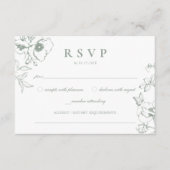 セージグエレガントリーンフローラ庭園の結婚式RSVP エンクロージャーカード (正面)