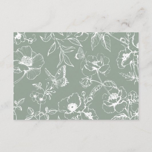 セージグエレガントリーンフローラ庭園の結婚式RSVP エンクロージャーカード (裏面)