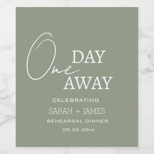 セージグエレガントリーンリハーサルディナー結婚ズ ワインラベル (シングルラベル)