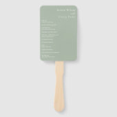 セージグスタイリッシュリーンモダン結婚式 プログラム ハンドファン (正面)