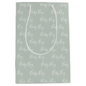 セージグパーソナライズされたリーンエレガント男の赤ちゃん ミディアムペーパーバッグ (正面)