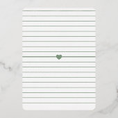 セージグモダンリーンと金ゴールドカップルの赤ちゃんシャワー 箔招待状 (裏面)