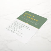 セージグモダンリーンと金ゴールドカップルの赤ちゃんシャワー 箔招待状 (回転した状態)