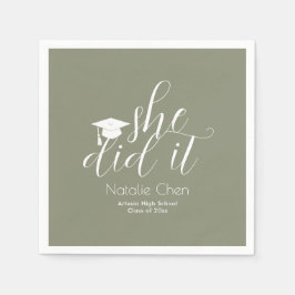 セージグモダンリーンエレガントフォント卒業 スタンダードカクテルナプキン