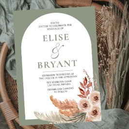 セージグモダンリーンボーアーチフローラズ結婚 招待状