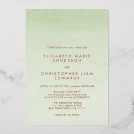 セージグラデーショングリーンウォーターバラ金ゴールド結婚ズ 箔招待状