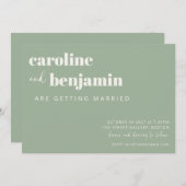 セージグリはっきりしたーンシックモダンウェディングRSVPオンライン 招待状 (正面/裏面)