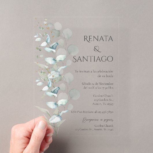 セージグリーナリースペイン式結婚式 アクリル招待状 (インサイチュ (ポータブル))