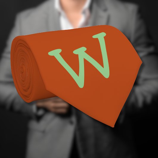 セージグリーンおもしろいイニシャルレター |錆の色 ネクタイ