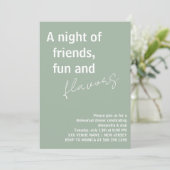 セージグリーンおもしろい友達の夜リハーサルディナー 招待状 (スタンド正面)