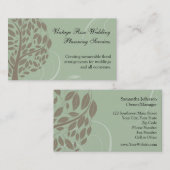 セージグリーンおよび柔らかいブラウンの様式化されたエコの木 名刺 (正面/裏面)