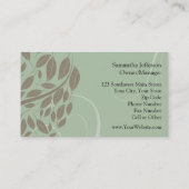 セージグリーンおよび柔らかいブラウンの様式化されたエコの木 名刺 (裏面)