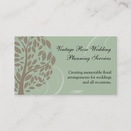 セージグリーンおよび柔らかいブラウンの様式化されたエコの木 名刺 (正面)