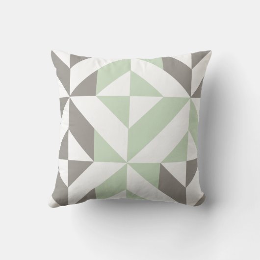 セージグリーンおよび銀製の幾何学的なジグザグ形 クッション (裏面)