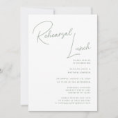 セージグリーンお洒落スクリプトシックなリハーサルランチ 招待状 (正面)