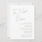 セージグリーンお洒落スクリプトシック前の夜 招待状 (正面)