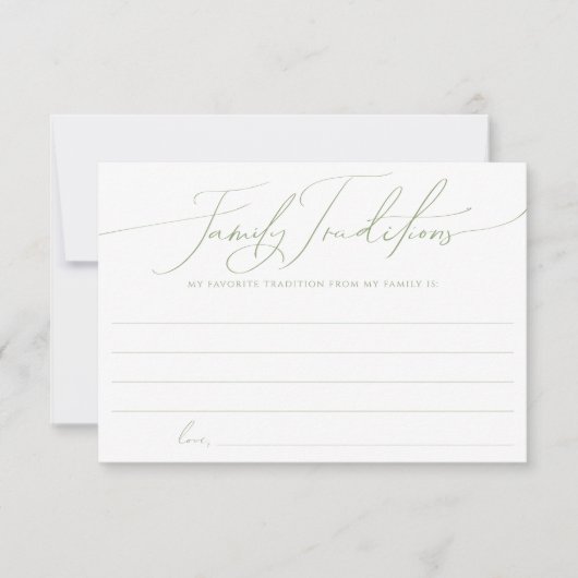 セージグリーンお洒落ファミリーの伝統カード サンキューカード (正面)