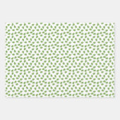 セージグリーンかわいい離れフローラパターン白いギフト ラッピングペーパーシート (正面3)