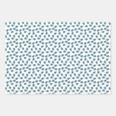 セージグリーンかわいい離れフローラパターン白いギフト ラッピングペーパーシート (正面2)