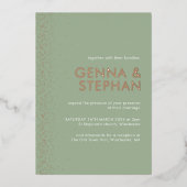 セージグリーンきらめく結婚式招待状カード 箔招待状 (正面)
