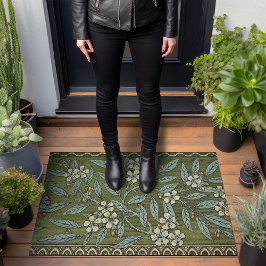 セージグリーンさくらんぼブロッサムアールデコウォルタークレーン ドアマット