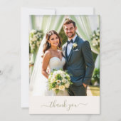 セージグリーンとアイボリーの結婚式サンクスカード サンキューカード (正面)