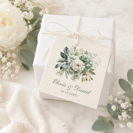セージグリーンとアイボリーの花嫁衣裳ウェディング フェイバータグ