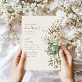 セージグリーンとアイボリーの野の花の結婚式 招待状