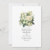 セージグリーンとアイボリー結婚フローラ 招待状 (正面)