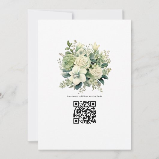 セージグリーンとアイボリー結婚フローラ 招待状 (裏面)