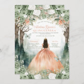 セージグリーンとオレンジキンセニェラ15アノス花 招待状 (正面/裏面)