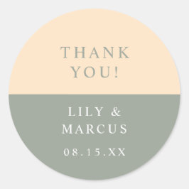セージグリーンとクリームの感謝を込めたウェディングギフト ラウンドシール