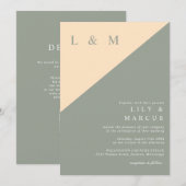 セージグリーンとクリームエレガントな結婚式QRコード 招待状 (正面/裏面)