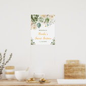 セージグリーンとクリームフローラSweet sixteen歓迎 ポスター (キッチン)