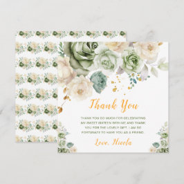 セージグリーンとクリームフローラSweet sixteen サンキューカード