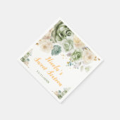 セージグリーンとクリームフローラSweet sixteen スタンダードカクテルナプキン (角)