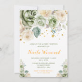 セージグリーンとクリームフローラSweet sixteen 招待状 (正面)
