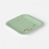 セージグリーンとグリッター植物葉紙プレート ペーパープレート (傾斜あり)