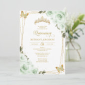 セージグリーンとゴールドのキンセアニエラ招待状 招待状 (スタンド正面)