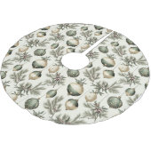 セージグリーンとゴールドのクリスマスオーナメント ブラッシュドポリエステルツリースカート (アングル)