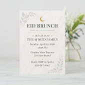 セージグリーンとゴールドのボタニカルデザインのEidブランチムーン 招待状 (スタンド正面)