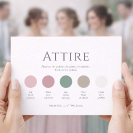 セージグリーンとサーモンピンクの結婚式の服装カード 招待状