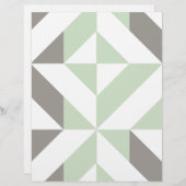 セージグリーンとシルバー幾何学模様スクラップブック紙 (正面/裏面)